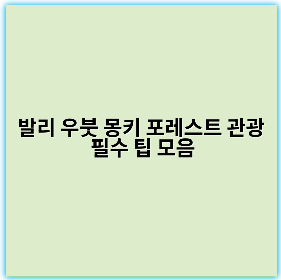 발리 우붓 몽키 포레스트 관광 필수 팁 모음 - 우붓 몽키 포레스트 관광 핵심 키워드: 원숭이 안전 관리