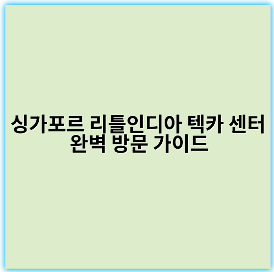 싱가포르 리틀인디아 텍카 센터 완벽 방문 가이드 - 싱가포르 리틀인디아 텍카 센터 방문에서 가장 중요한 핵심 키워드는 **"인도 문화 체험"**입니다.