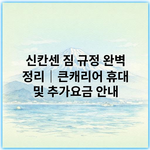 신칸센 짐 규정 완벽 정리｜큰캐리어 휴대 및 추가요금 안내 - 신칸센 짐 규정 큰캐리어 핵심 키워드:
"신칸센 대형 수화물 규정"