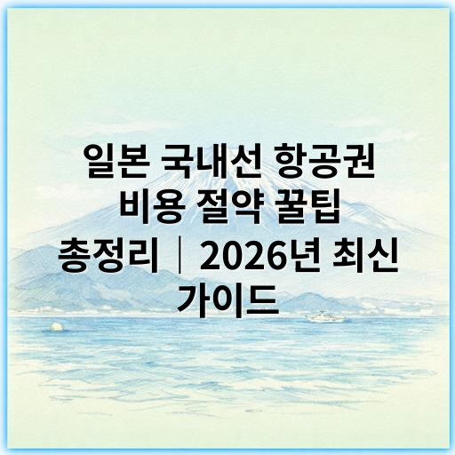 일본 국내선 항공권 비용 절약 꿀팁 총정리｜2026년 최신 가이드 - 일본 국내선 항공권 비용 절약